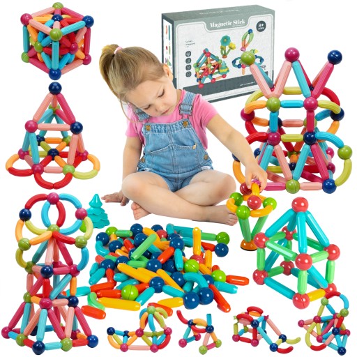 DUŻE KLOCKI MAGNETYCZNE KONSTRUKCYJNE EDUKACYJNE MAGNETIC STICKS ZESTAW XXL
