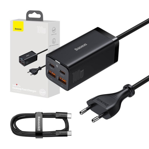 BASEUS SZYBKA MOCNA ŁADOWARKA SIECIOWA ZASILACZ 2X USB 2XUSB-C QC 20 V 100W