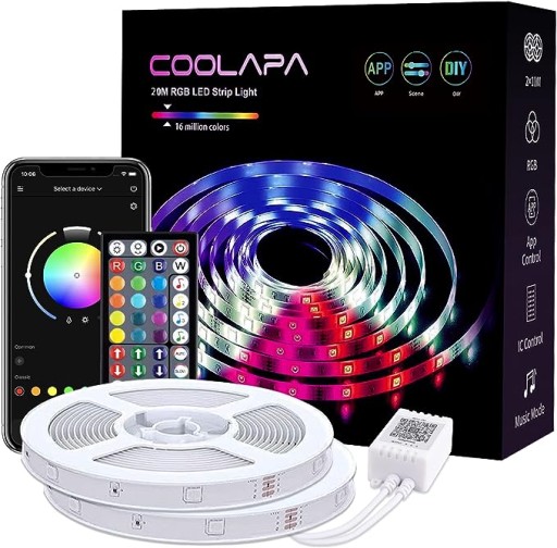Taśma LED 20M, COOLAPA RGB