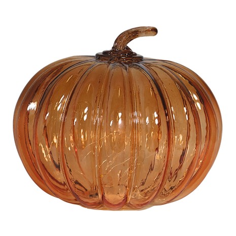 FIGURKA DYNIA SZKLANA LED LAMPION OZDOBNY DEKORACJA JESIENNA NA HALLOWEEN