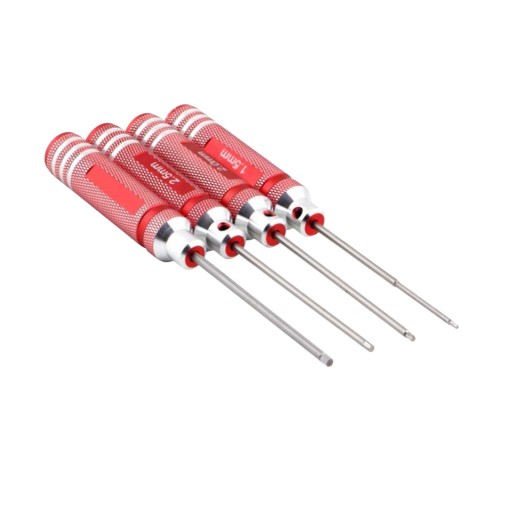 4-częściowy zestaw śrubokrętów sześciokątnych Przenośny Trwały 1,5 mm 2,0 mm 2,5 mm 3,0 mm czerwony