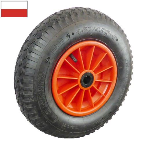 Koło kółko pompowane do taczki wózka slipowego ogrodowego 390 mm oś 25 mm