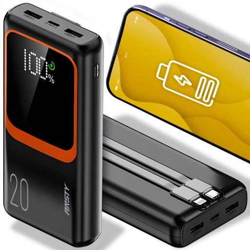 POWERBANK ANSTY 20000mAh 22.5W 3xUSB USB-C QC PD