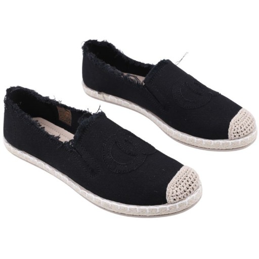 Espadryle damskie półbuty wsuwane czarne wygodne