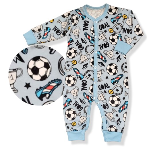 RAMPERS 110 ROZPINANY pajac PAJACYK bez stópek PIŻAMA rampersy FOOTBALL