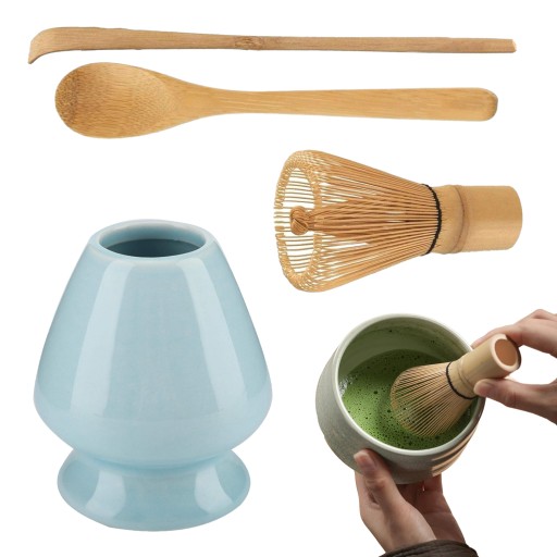 ZESTAW 4w1 DO HERBATY MATCHA BAMBUSOWE NARZĘDZIE DO MATCHY z łyżką