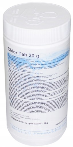 CHLOR TAB TABLETKI DO DEZYNFEKCJI BASEN 20g 1kg