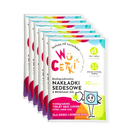 NAKŁADKI NA SEDES 6 x 10 SZTUK JEDNORAZOWE BIODEGRADOWALNE WUCETKI XXL EKO