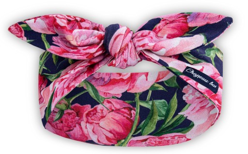 Opaska pin up SZEROKA w kwiaty PEONIE