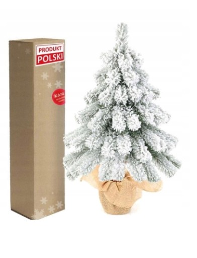 CHOINKA JODŁA 75cm W JUCIE OŚNIEŻONA SOSNA BIELONA