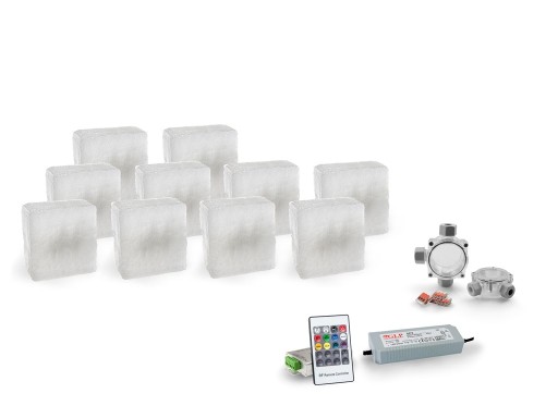 10x Świecąca Kostka Brukowa LED Akropol 14x14 RGB