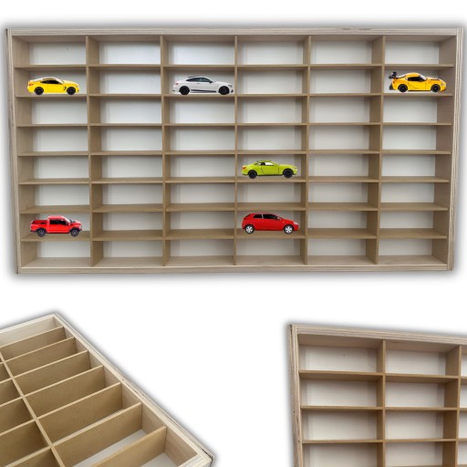 PÓŁKA NA SAMOCHODZIKI AUTKA RESORAKI HOT WHEELS ORGANIZER 48 PRZEGRÓDEK MDF