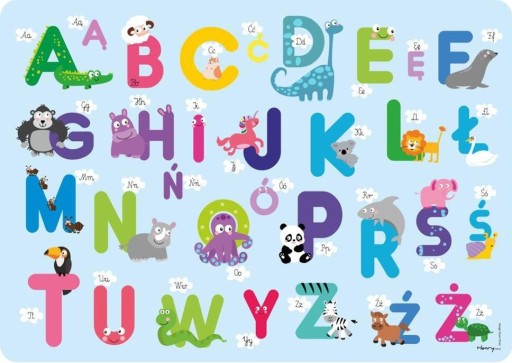 ABECADŁO PODKŁADKA EDUKACYJNA dla Dzieci MATA OCHRONNA na Biurko KOLOROWA