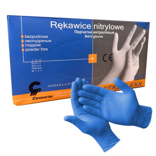Rękawice rękawiczki NITRYLOWE BEZPUDROWE 100szt M