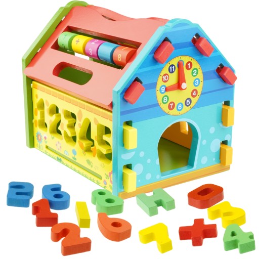 DREWNIANY SORTER KLOCKI DREWNIANE DOMEK DUŻY