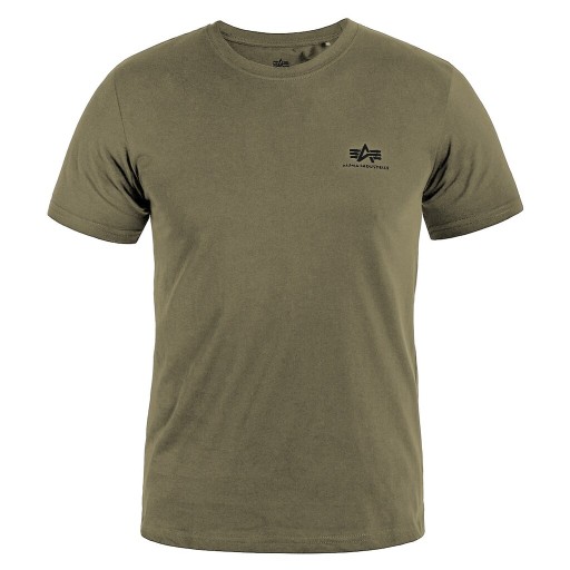 Koszulka bawełniana T-shirt Alpha Industries Basic Small Logo - Olive XXL