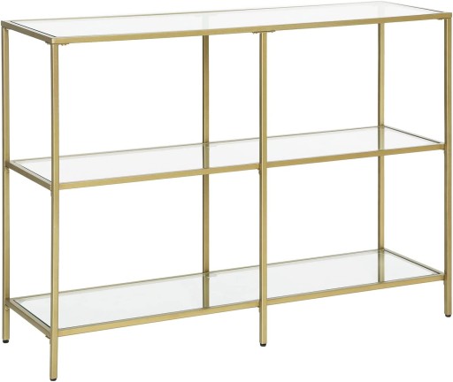 ZŁOTA KONSOLA Z PÓŁKAMI ART DECO GLAMOUR
