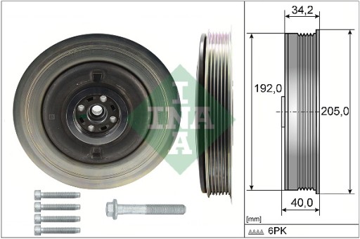 KOŁO PASOWE WAŁU KORBOWEGO 544 0504 20 INA VOLVO ŚRUBY 31401194 544050410