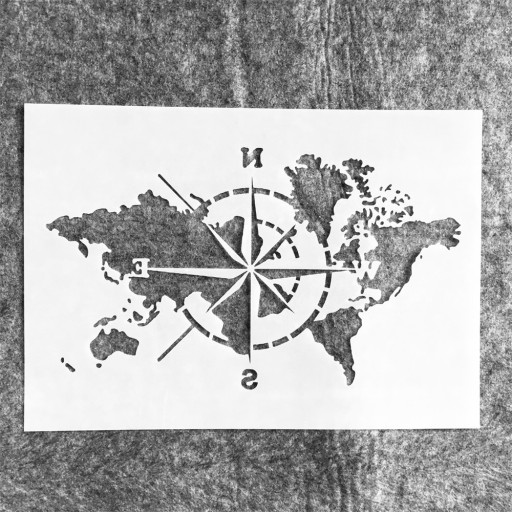 A4 29 cm mapa świata kompas DIY szablony warstw