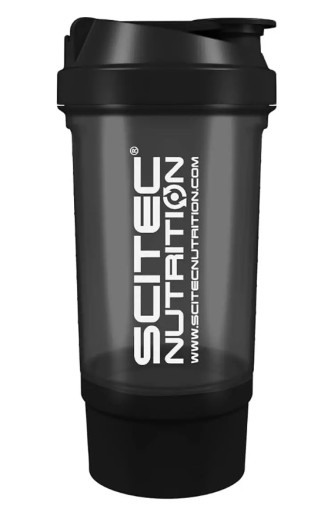 SCITEC SHAKER 500 ml + 150ml pojemnik SMART Czarny