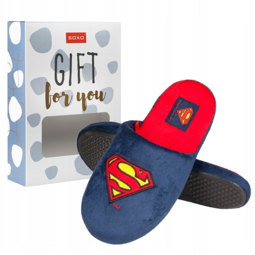 PANTOFLE MĘSKIE SUPERMAN SOXO ZESTAW PREZENTOWY
