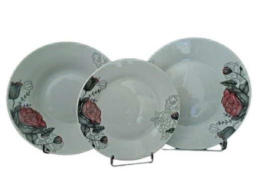 PORCELANA, zestaw obiadowy 18el, komplet, talerze