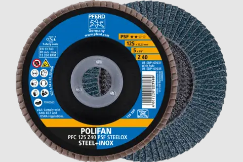 ŚCIERNICA LISTKOWA POLIFAN PFC 125×22,23 MM STOŻKOWA Z40 PSF STEELOX
