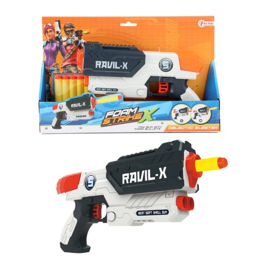 TOI-TOYS FOAM STRIKEX PISTOLET WHITE L +3 STRZAŁKI