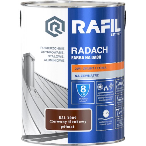 RAFIL Radach RAL3009 czerwony tlenkowy półmat 5 L