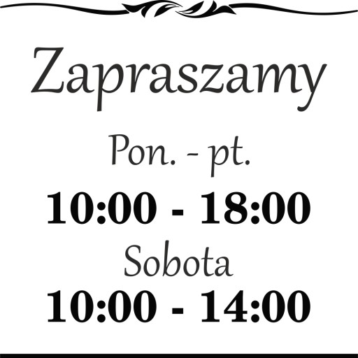 Naklejka czynne z godzinami otwarcia na sklep szybę drzwi 30 cm