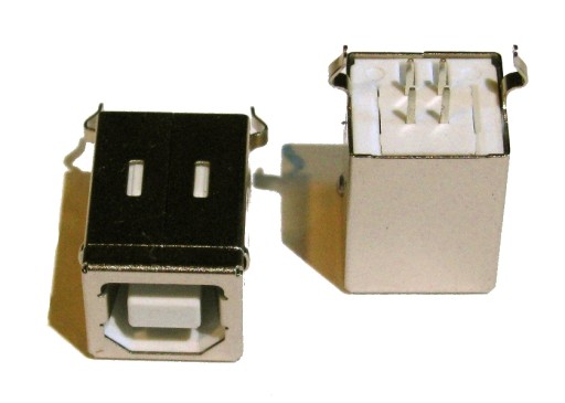 Gniazdo USB typ B do druku białe pion 2szt