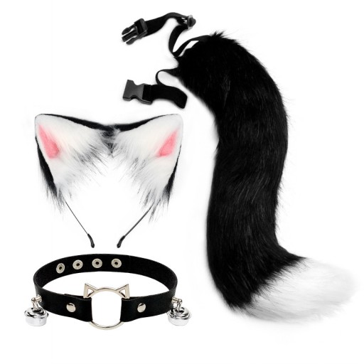 Zestaw uszy i ogona Kocie uszy i ogon przebra