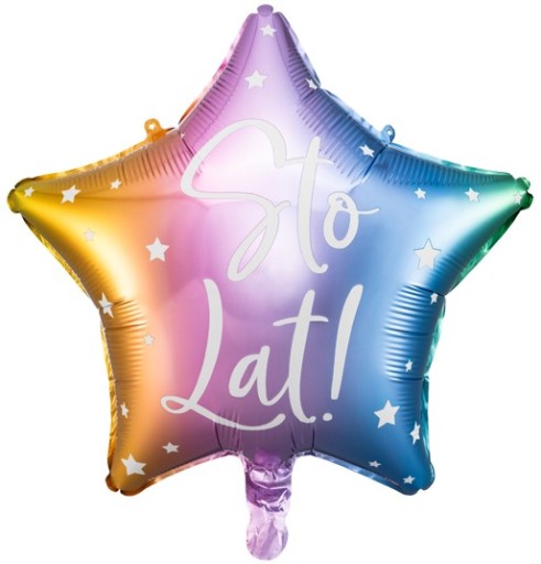 BALON foliowy GWIAZDA sto lat PARTY urodziny napis