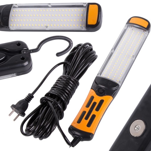 LAMPA WARSZTATOWA KANAŁOWA 230V Z MAGNESEM + HAK LAMPKA MOCNA 96 LED COB