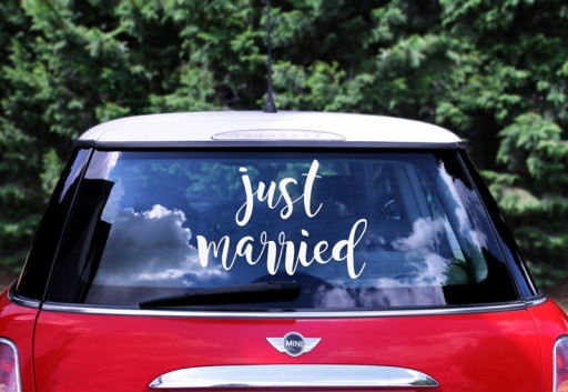 [59204] Naklejka na samochód Just married