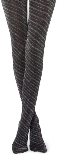 CALZEDONIA rajstopy czarne srebrna nitka 3/4