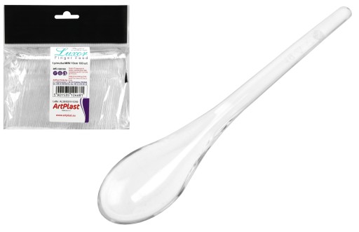 ŁYŻECZKA MINI 10CM TRANSPARENT FINGERFOOD PRZEKĄSKI Wielorazowa 100szt