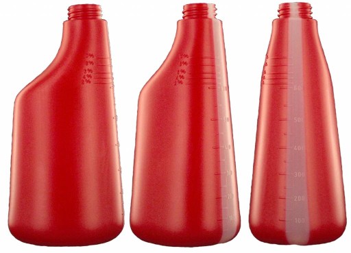 Butelka HDPE 600ml z podziałką czerwona