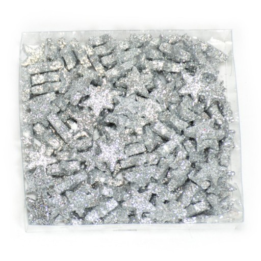 Gwiazdki brokatowe malutkie SREBRNE 1,7cm/144szt