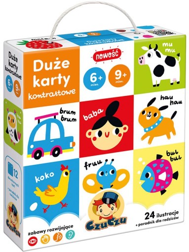 CzuCzu DUŻE KARTY OBRAZKOWE KONTRASTOWE 6m+ 9m+