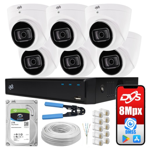 MONITORINGU IP 8Mpx 4K POE DYSK 1TB 6 KAMER P2P