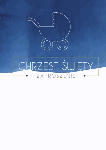 ZAPROSZENIE CHRZEST ŚWIĘTY Chrzciny Wózek Niebiesk