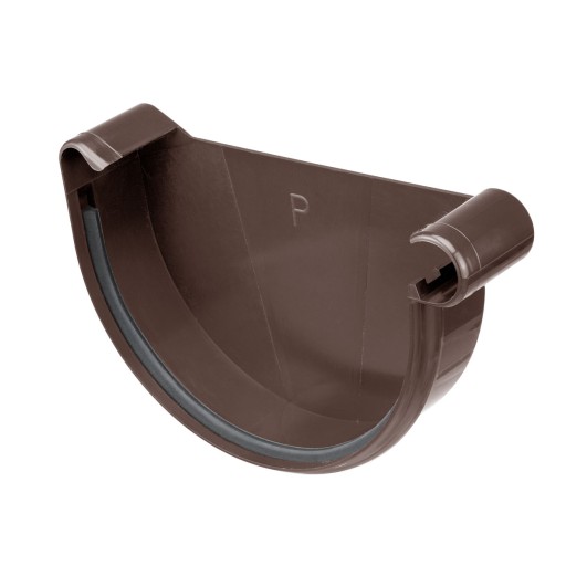 Denko rynny prawe zaślepka 125 mm brąz PVC