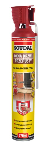 SOUDAL PIANKA PIANA MONTAŻOWA NISKOPRĘŻNA + WĘŻYK
