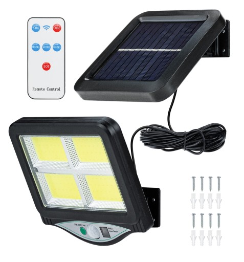 Lampa Solarna na kablu Czujnik Ruchu Zmierzchu Aku