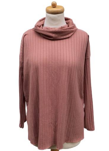 Golf Sweter Różowy Brudny Róż XL 42 Select Prążkowany