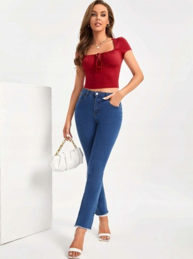 SHEIN BLUZKA BORDOWA MINI ELASTYCZNA 42 XL