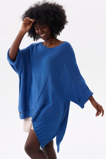 Blue shadow luźny niebieski sweter ażurowy GUSTTI UNI 46/48 oversize