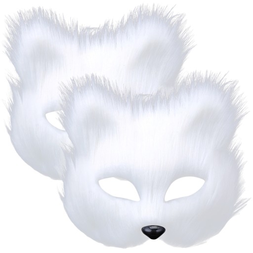 MASKA COSPLAY FOX PÓŁ TWARZY ZWIERZĘCE FUTRO Z KATA 2 SZT