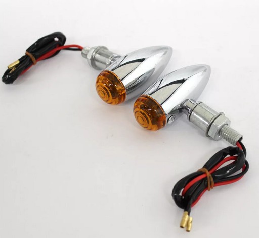 2x Sygnalizacja Kierunkowskazy Chromowane Bullet Retro 12V Uniwersalne